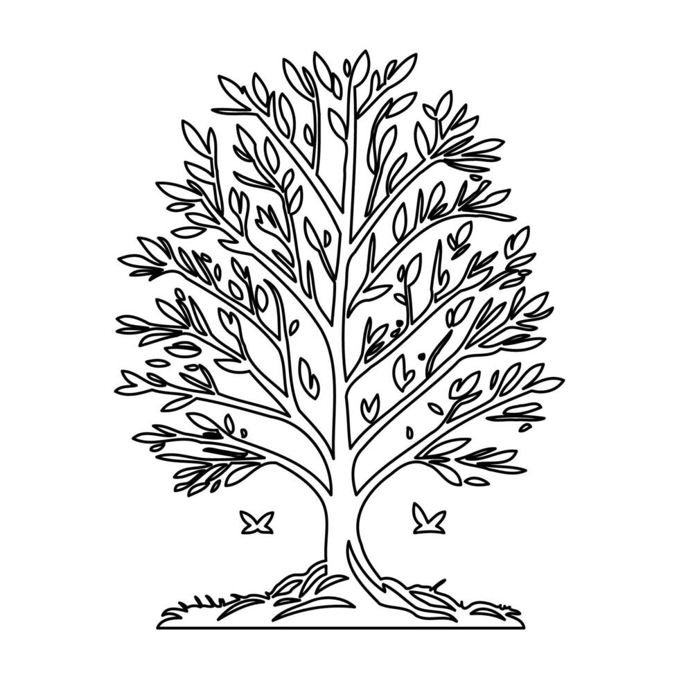 tree winter outline illustration sketch vector