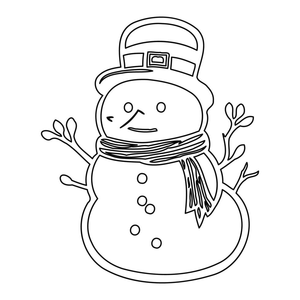 snowman winter outline illustration sketch vector