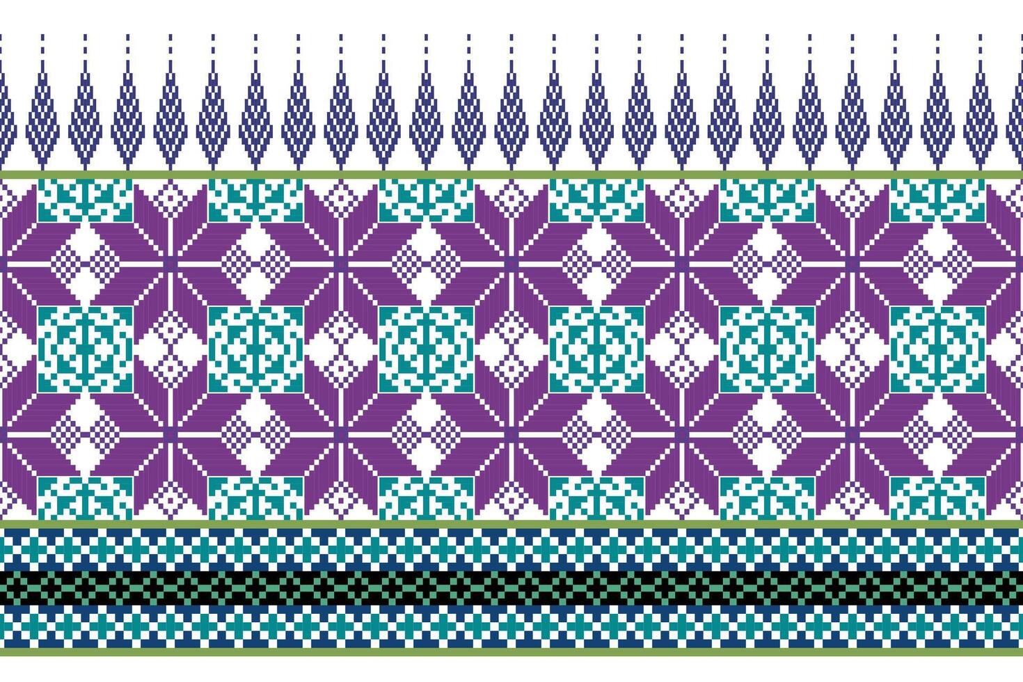 Geometric floral pattern illustration.flower ethnic pixel pattern,Aztec style,abstract background.design for texture,fabric,clothing,decoration,print,sarong. vector