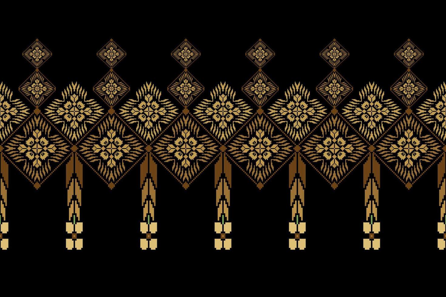 Geometric floral pattern illustration.flower ethnic pixel pattern,Aztec style,abstract background.design for texture,fabric,clothing,decoration,print,sarong. vector