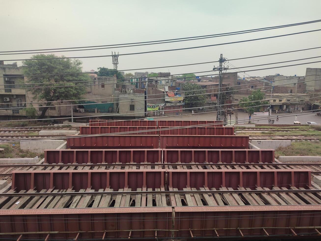 Railway Station and junction of railway tracks in Lahore, Pakistan on April 14, 2024. photo