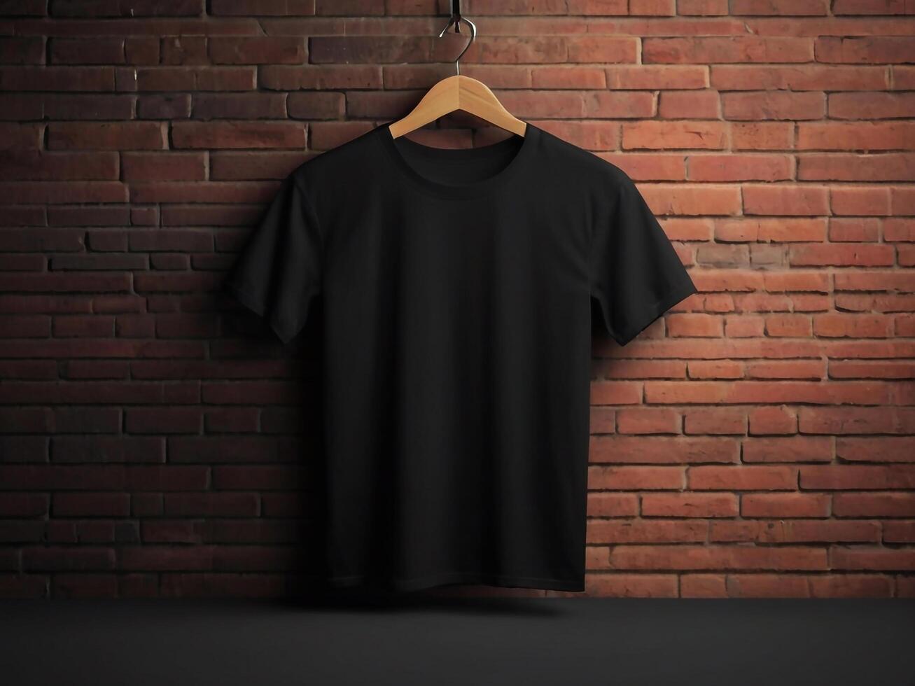3D Mockup Displaying a Hanging T shirt Against a Realistic Background photo