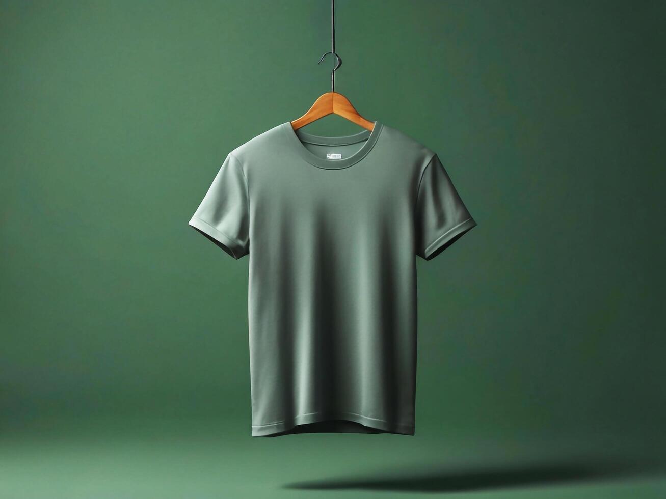 3D Mockup Displaying a Hanging T shirt Against a Realistic Background photo