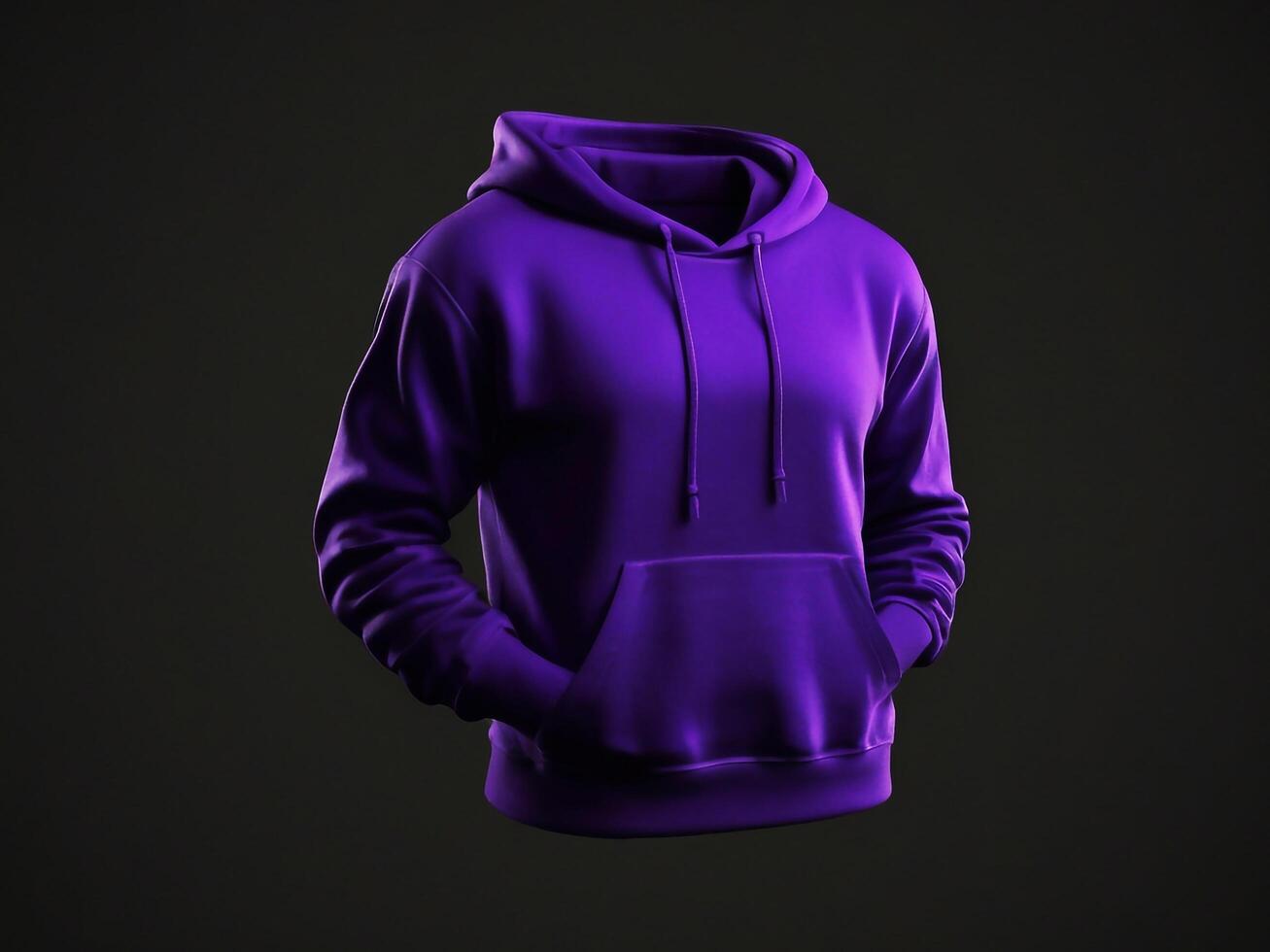 3D Mockup Displaying a Hanging Black Hoodie Against a Realistic Background photo