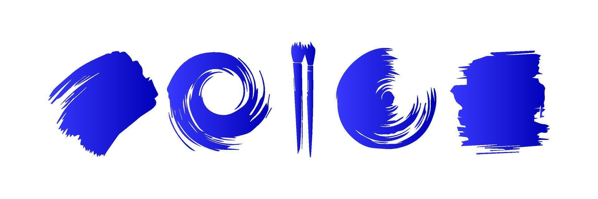 Blue paint brush stroke, ink splatter and artistic design elements. Dirty watercolor texture, box, frame, grunge background, splash or creative shape for social media. Abstract drawing. vector
