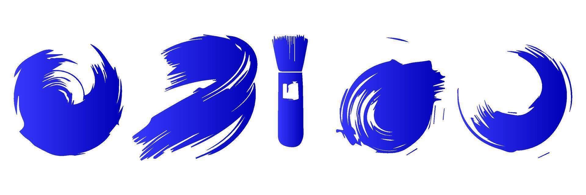 Blue paint brush stroke, ink splatter and artistic design elements. Dirty watercolor texture, box, frame, grunge background, splash or creative shape for social media. Abstract drawing. vector