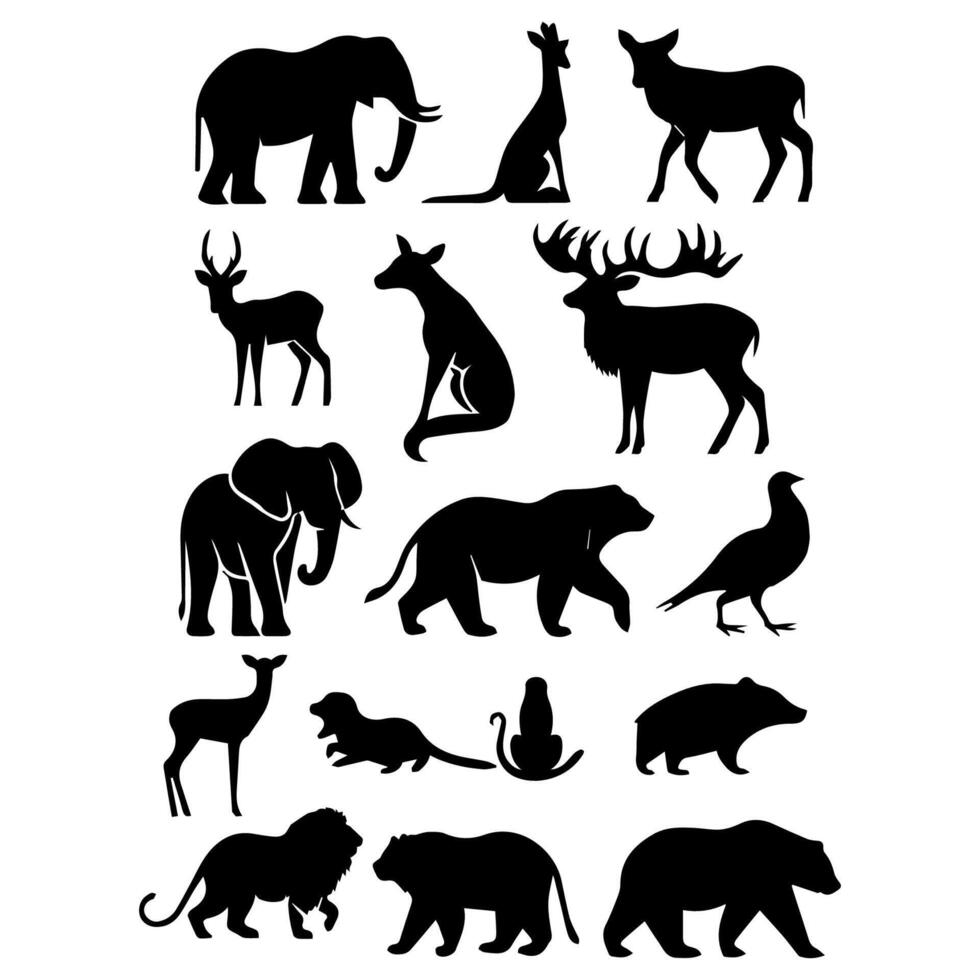 Animals icons collection. Animal logo set. Isolated on White background vector