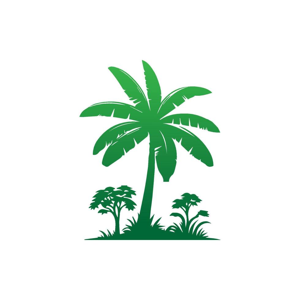 Banana Tree Silhouette Icon. Illustration of Banana Tree. Banana tree with fruit symbol. Banana tree sign. vector