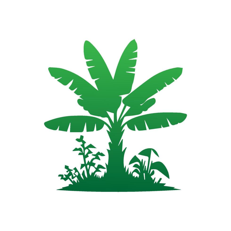 Banana Tree Silhouette Icon. Illustration of Banana Tree. Banana tree with fruit symbol. Banana tree sign. vector