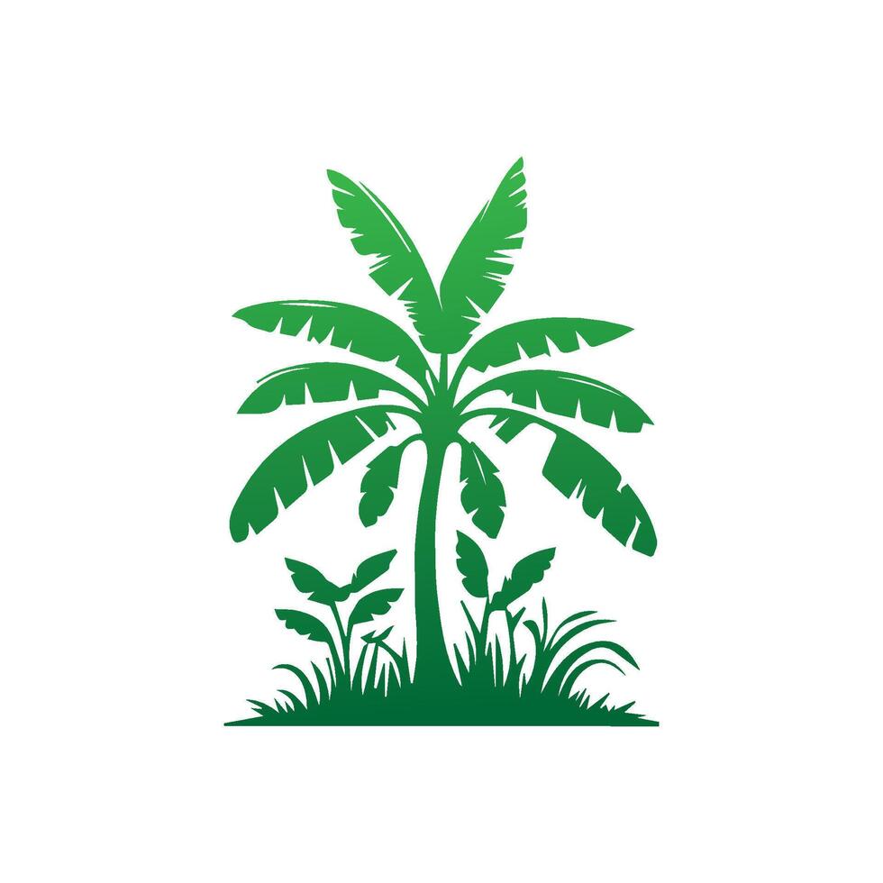 Banana Tree Silhouette Icon. Illustration of Banana Tree. Banana tree with fruit symbol. Banana tree sign. vector