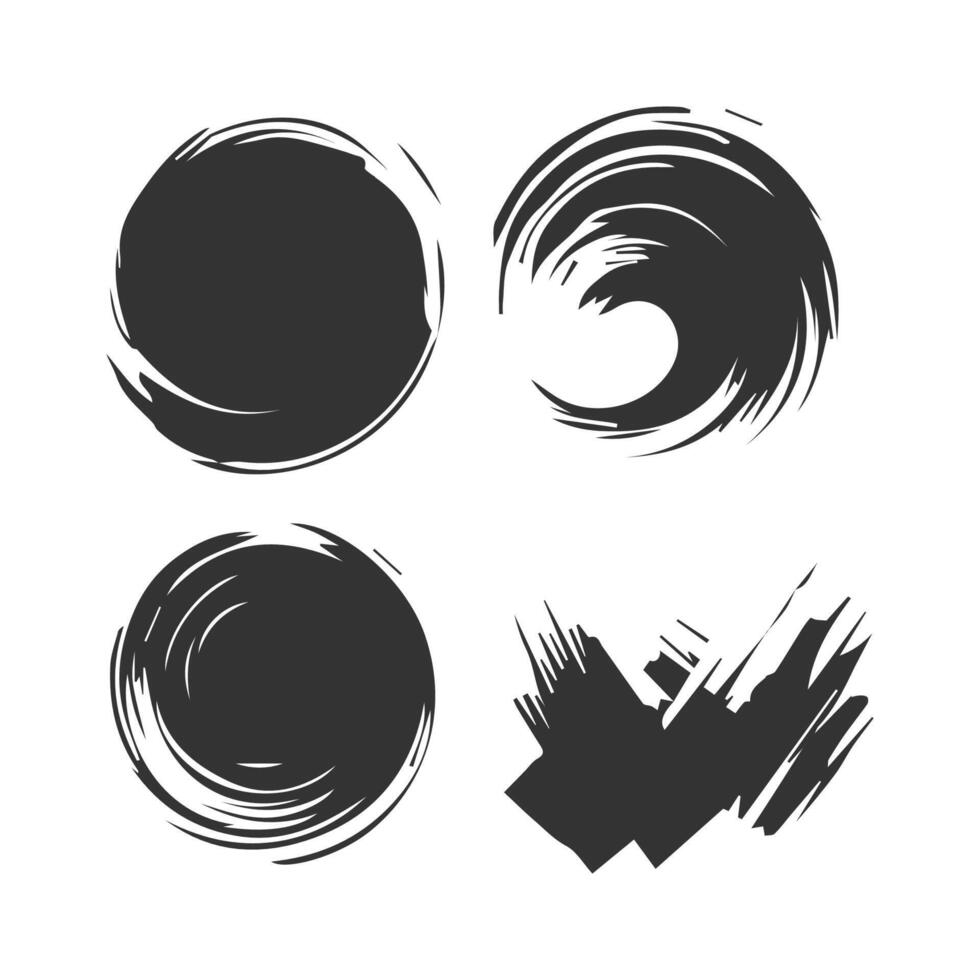 Black Paint brush stroke, ink splatter and artistic design elements. Dirty watercolor texture, box, frame, grunge background, splash or creative shape for social media. Abstract drawing. vector