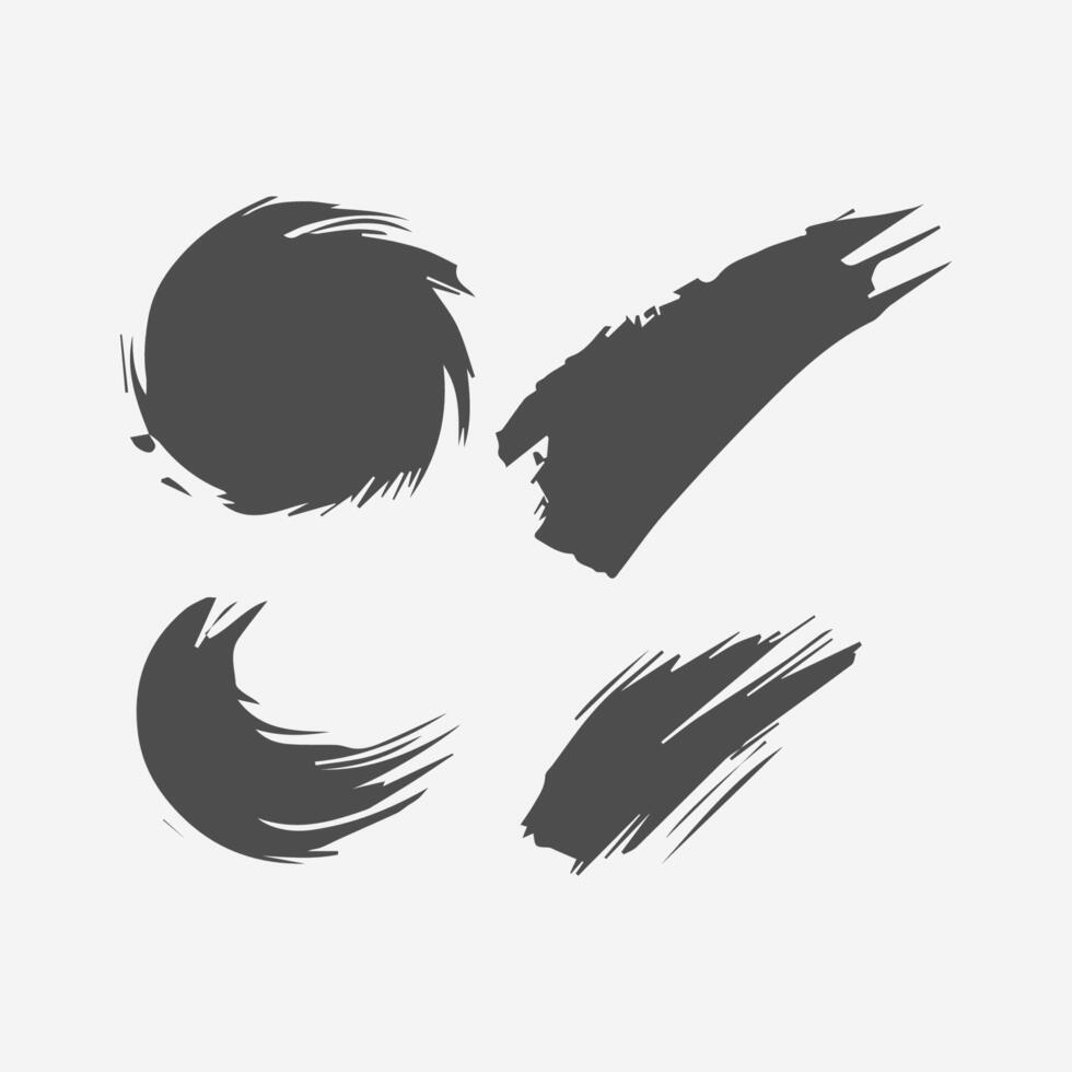 Black Paint brush stroke, ink splatter and artistic design elements. Dirty watercolor texture, box, frame, grunge background, splash or creative shape for social media. Abstract drawing. vector