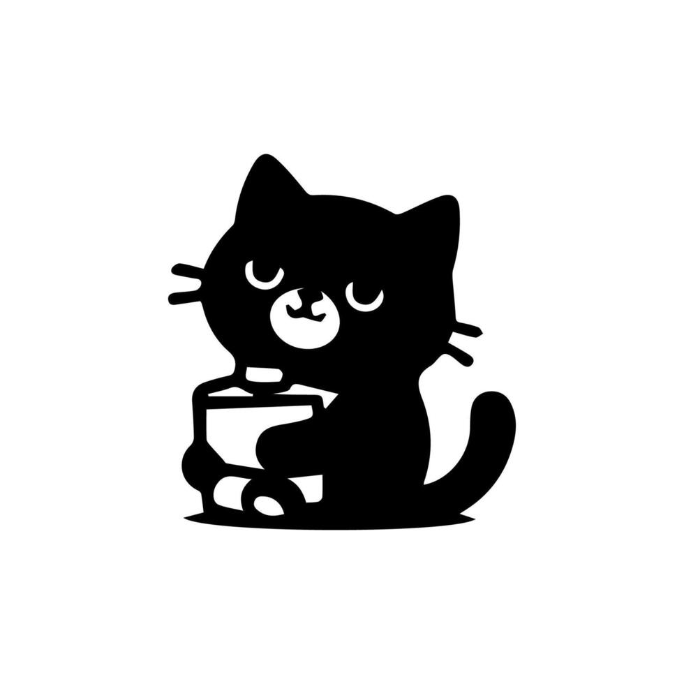 Hand drawn cat clipart. Cute pet face doodle vector