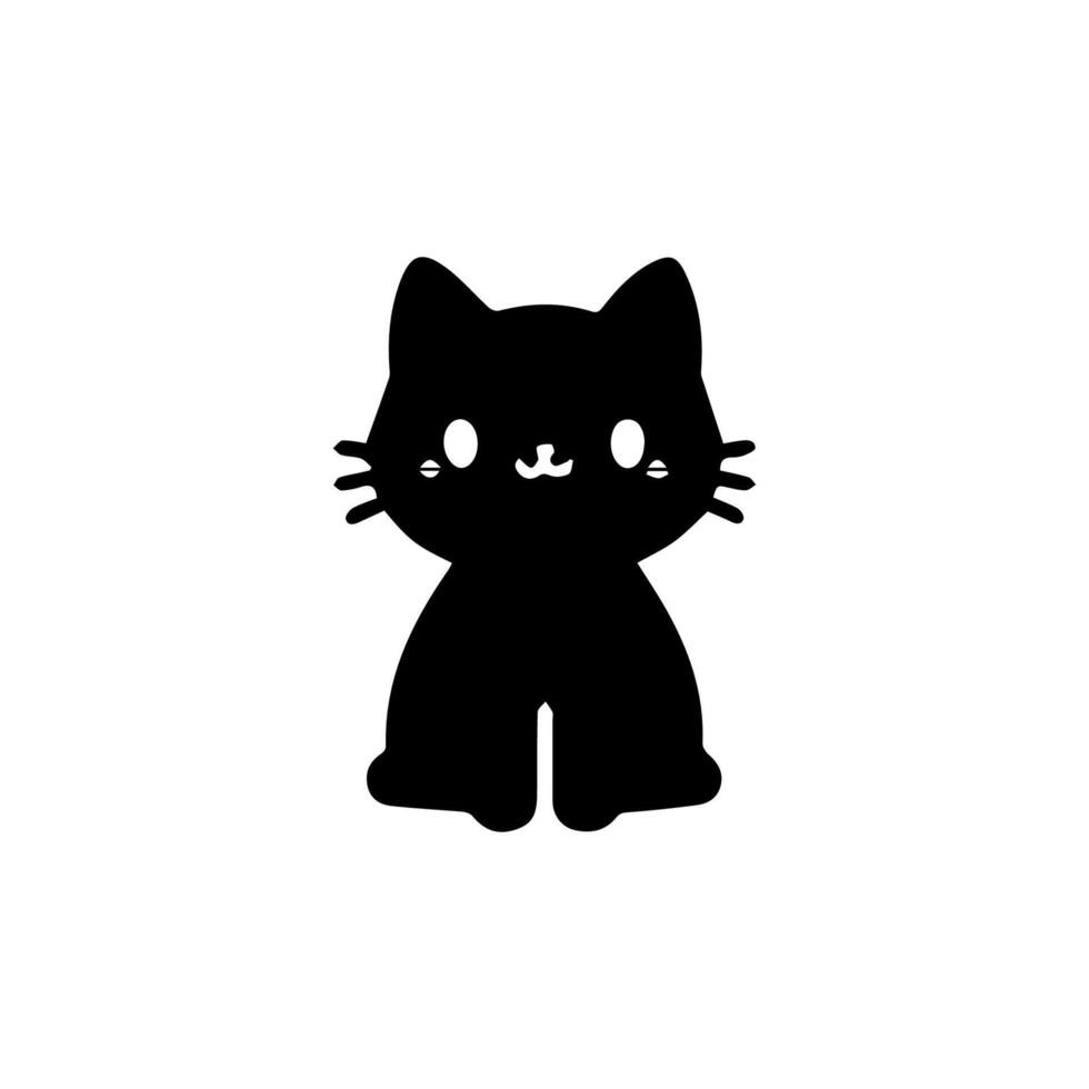 Hand drawn cat clipart. Cute pet face doodle vector