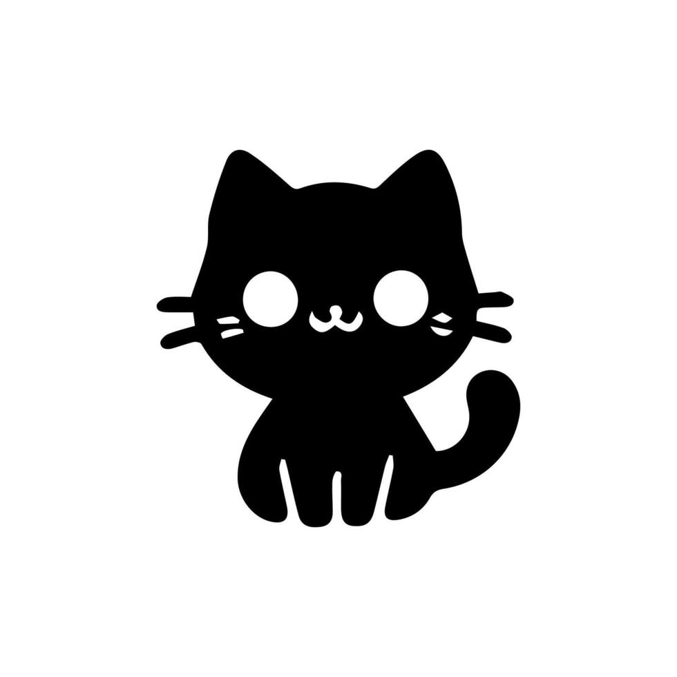 Hand drawn cat clipart. Cute pet face doodle vector
