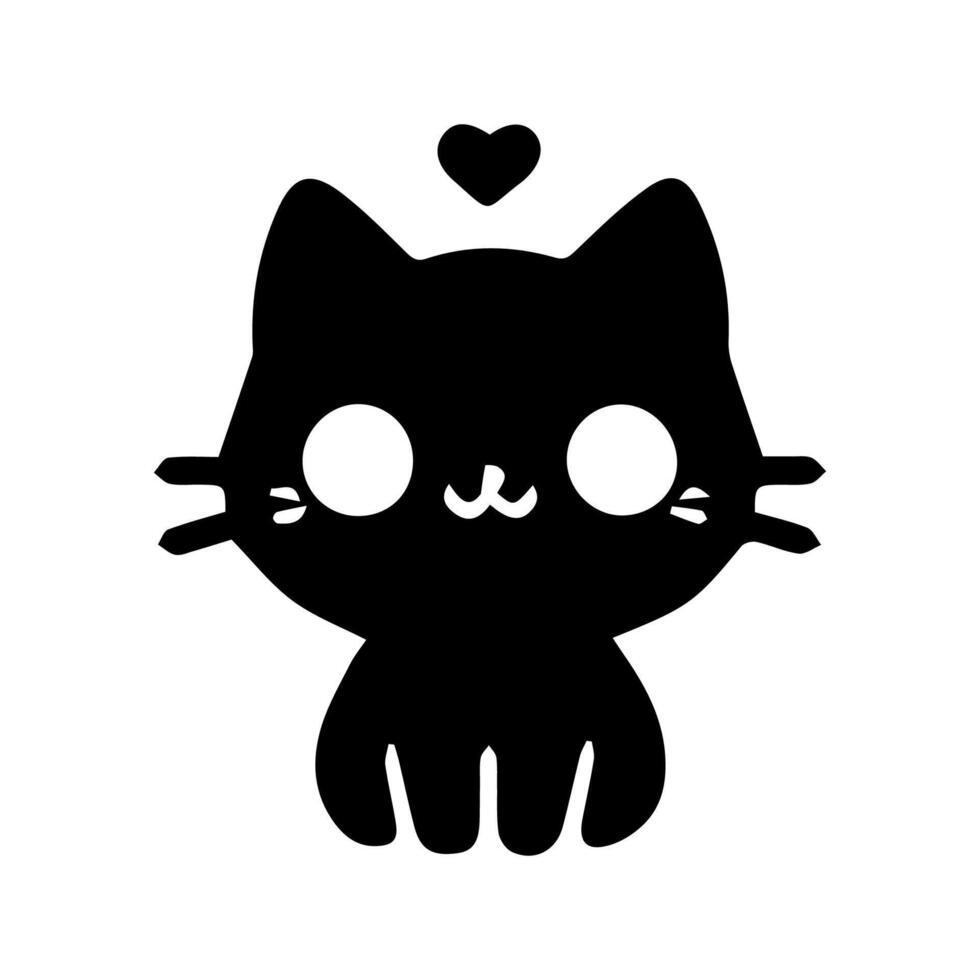 Hand drawn cat clipart. Cute pet face doodle vector
