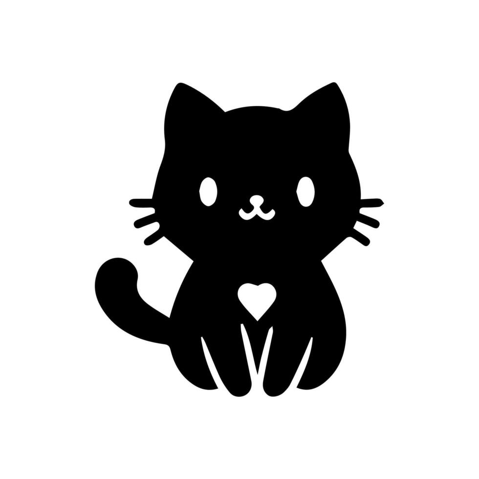 Hand drawn cat clipart. Cute pet face doodle vector