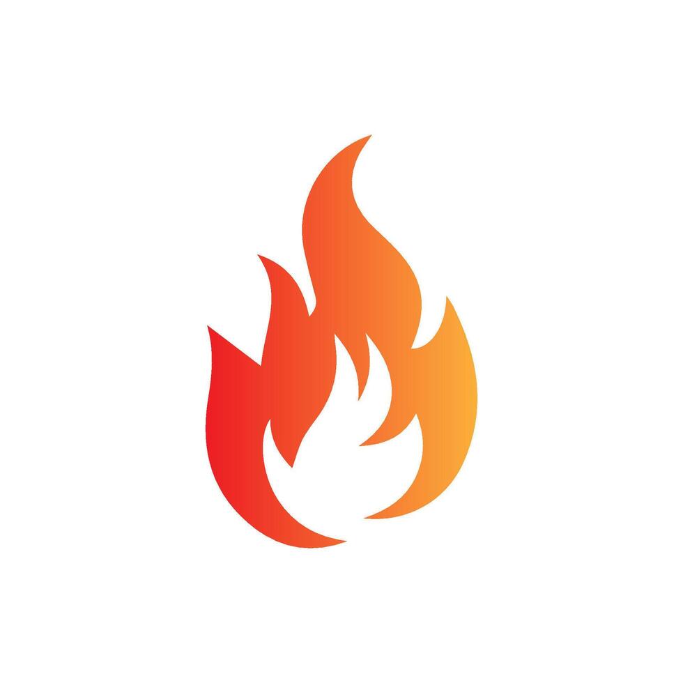 Fire emoji flames icon isolated on white background. vector