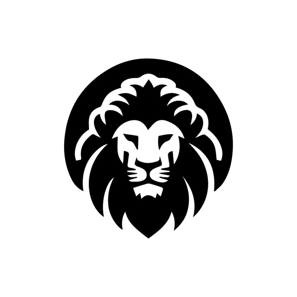 Lion head silhouette Logo Design, emblem or icon. vector