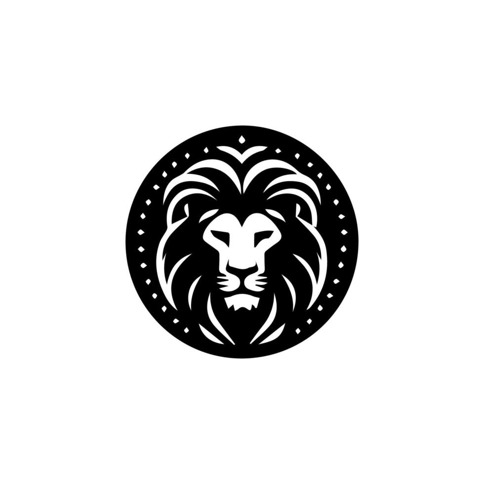 Lion head silhouette Logo Design, emblem or icon. vector