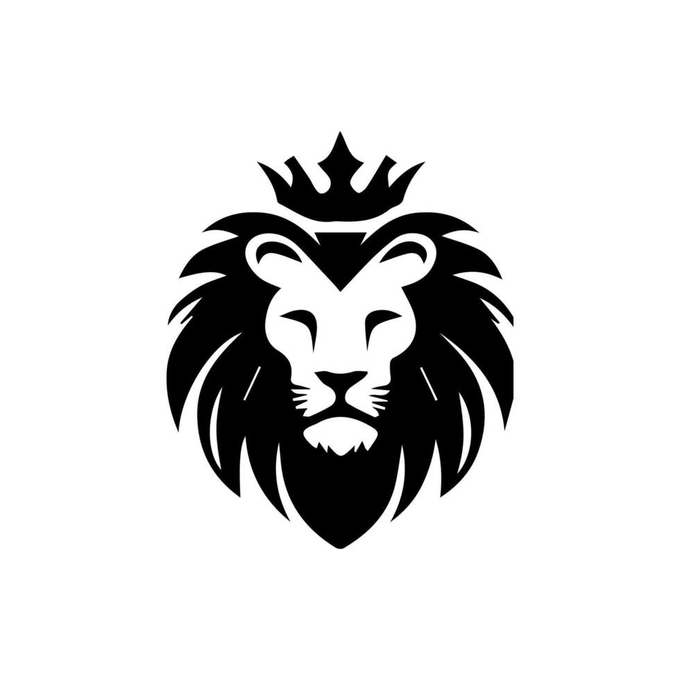 Lion head silhouette Logo Design, emblem or icon. vector