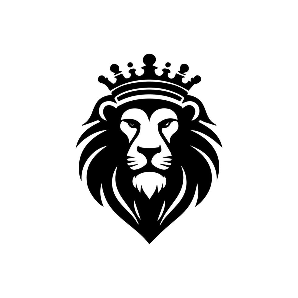 Lion head silhouette Logo Design, emblem or icon. vector