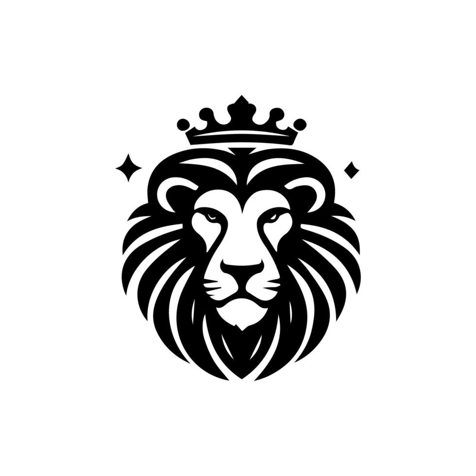 Lion head silhouette Logo Design, emblem or icon. vector