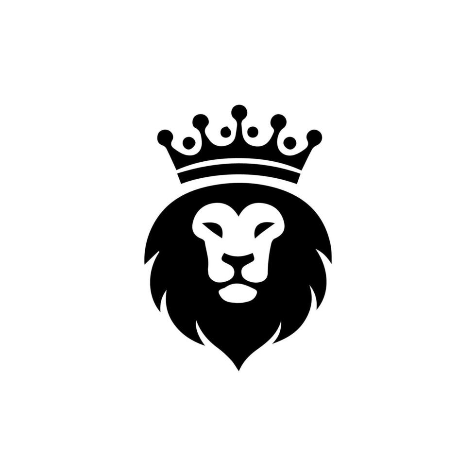 Lion head silhouette Logo Design, emblem or icon. vector