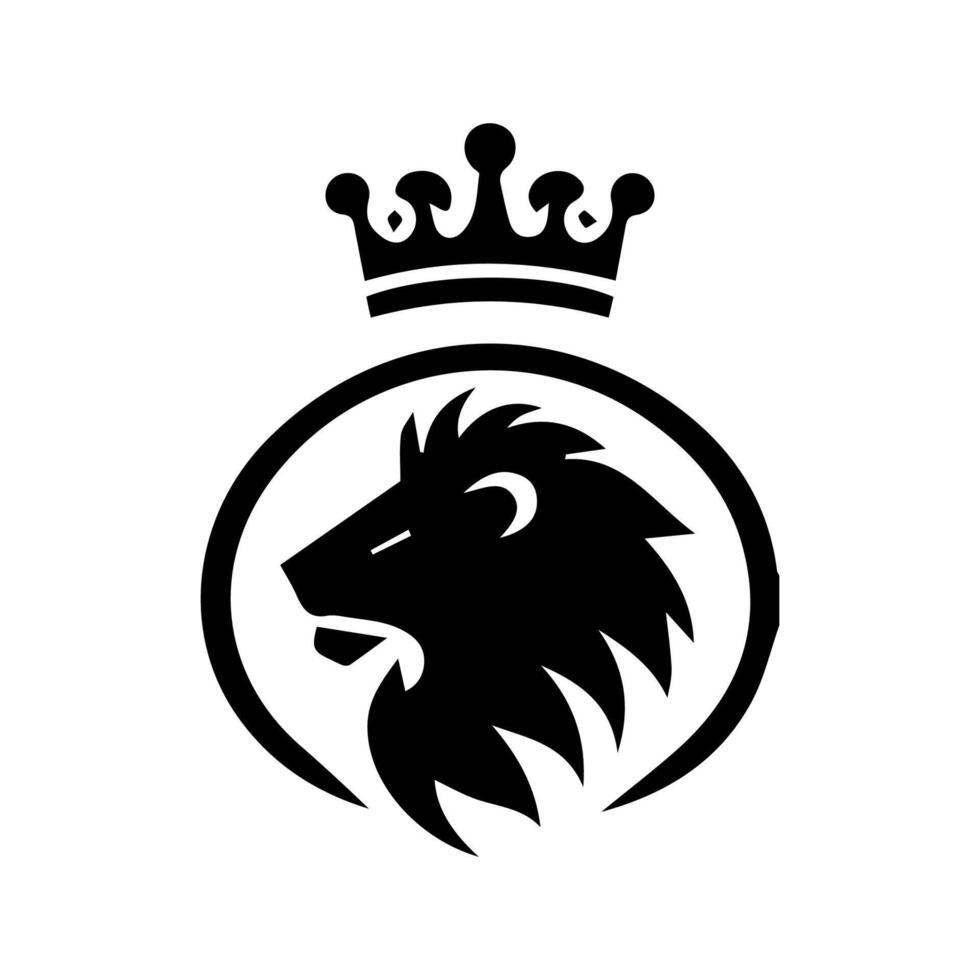 Lion head silhouette Logo Design, emblem or icon. vector
