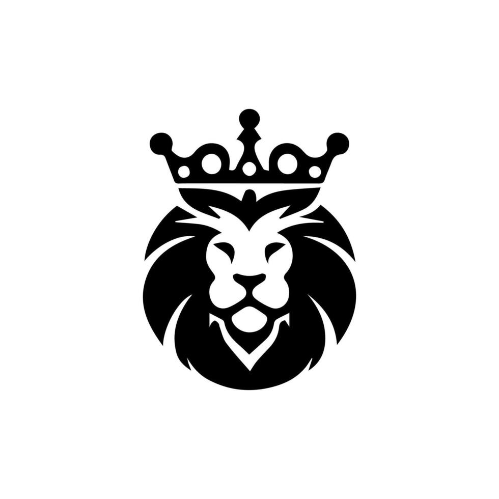 Lion head silhouette Logo Design, emblem or icon. vector