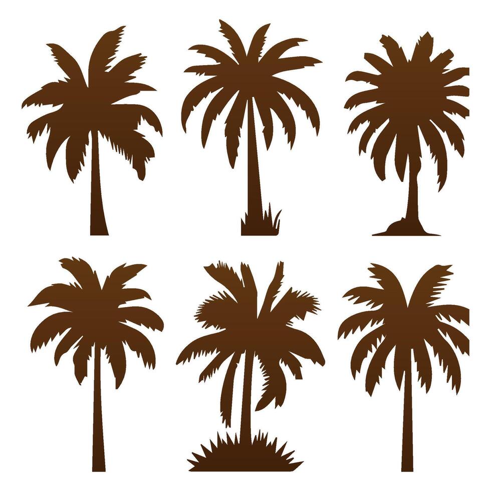 Palm and coconut tree silhouette illustrations is perfect for adding a touch of tropical paradise to your design projects. vector