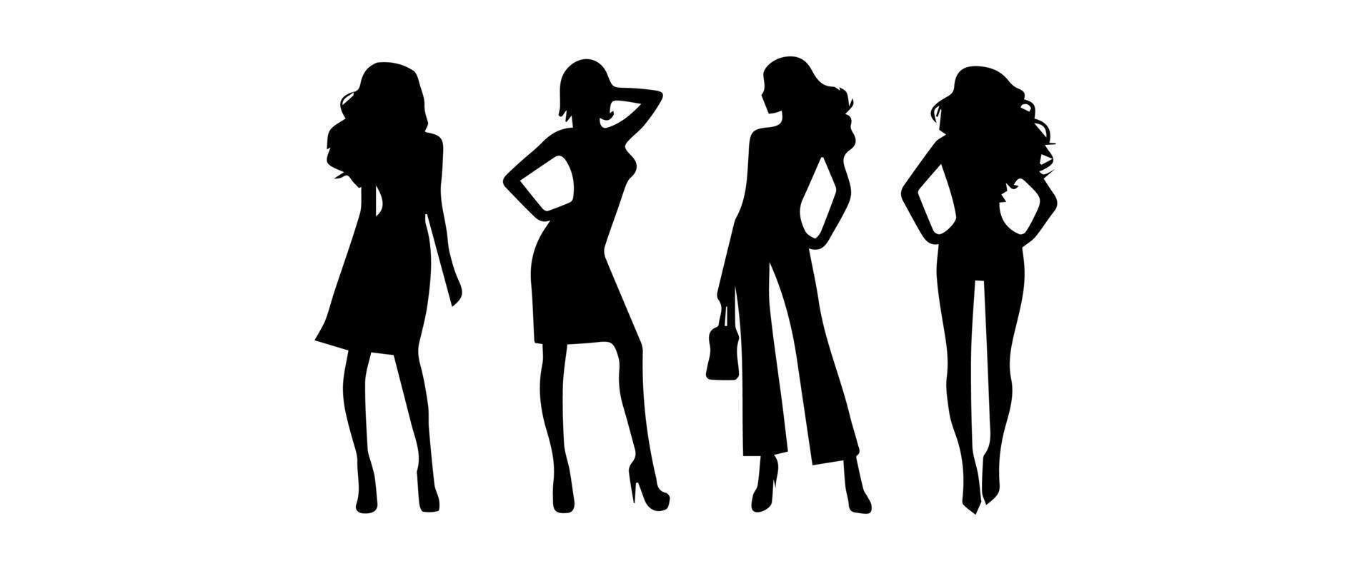 set of women in silhouette vector