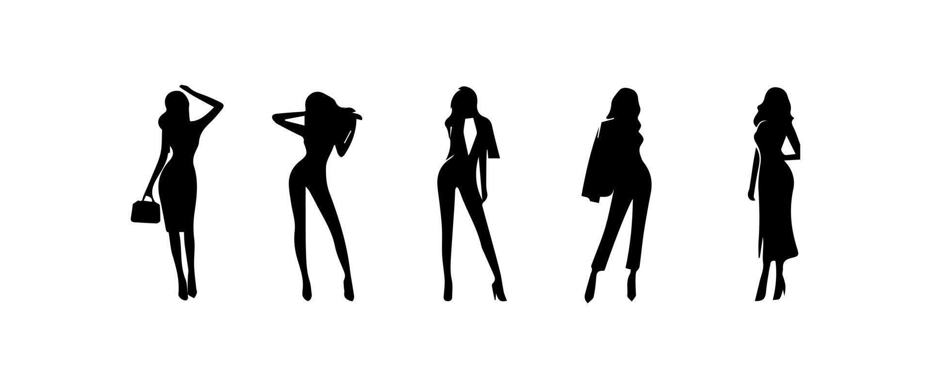 set of women in silhouette vector