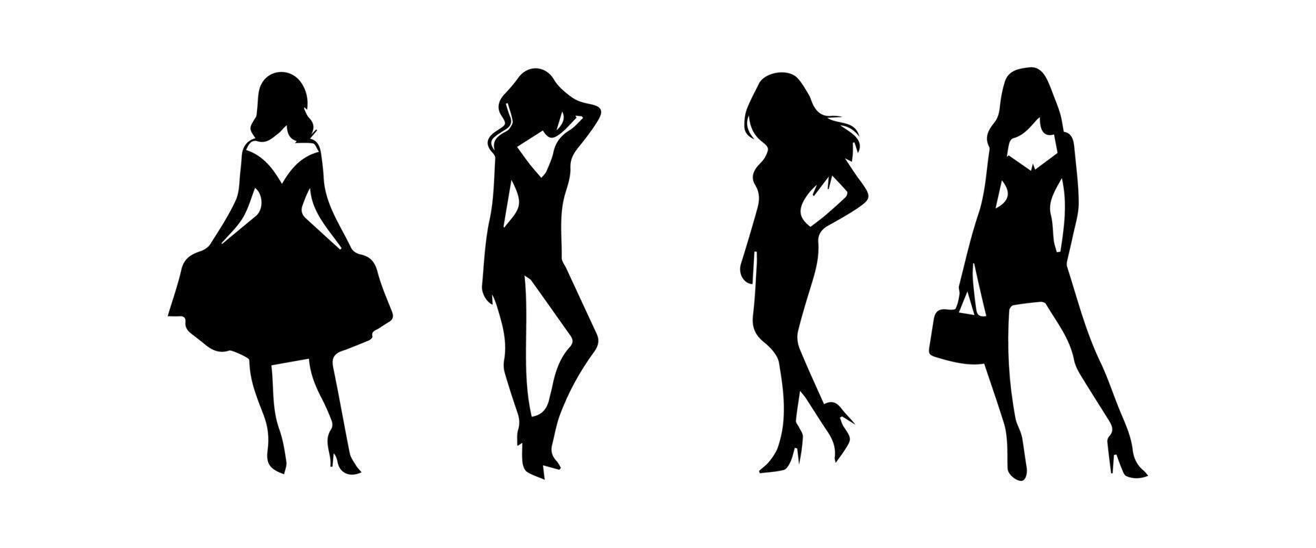 set of women in silhouette vector