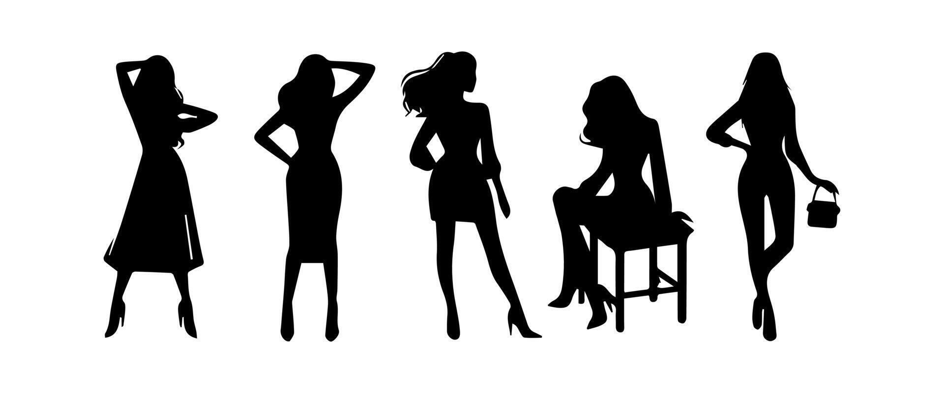 set of women in silhouette vector