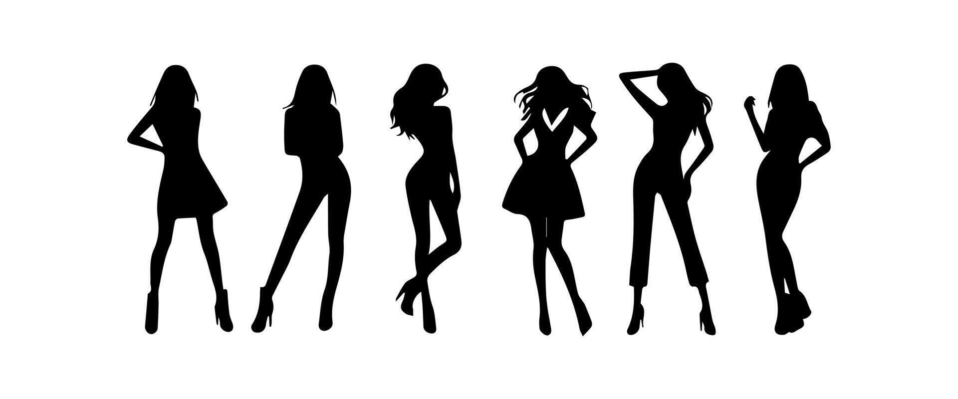 set of women in silhouette vector