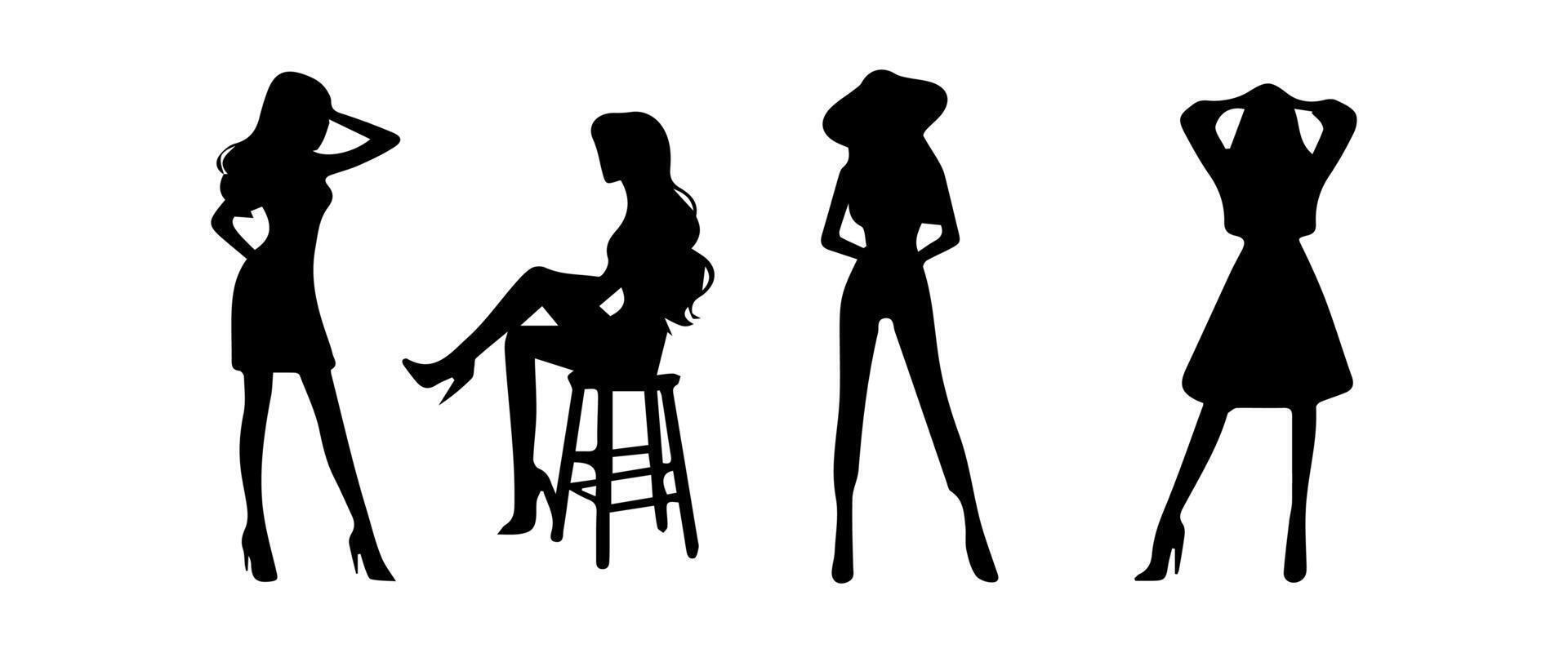 set of women in silhouette vector