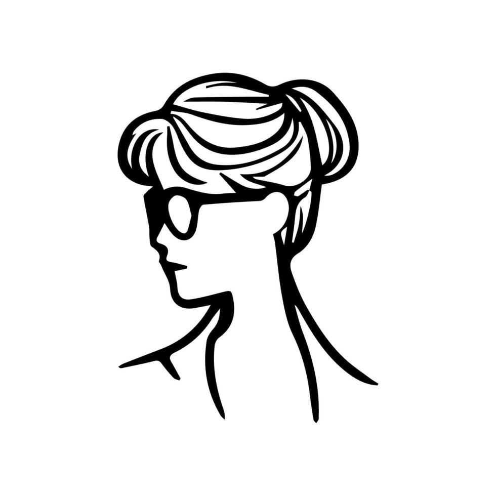 Woman head lineart illustration. One Line style drawing. Woman Line Art Minimalist Logo. vector