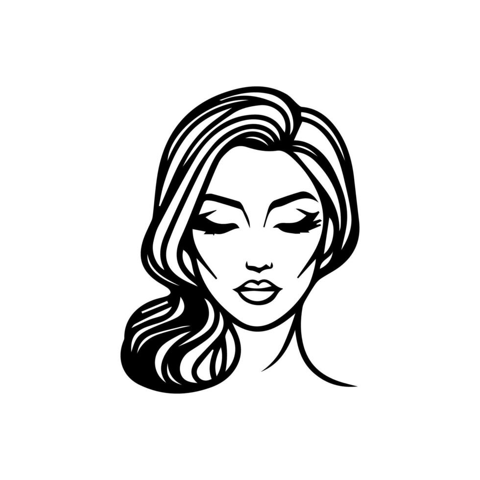 Woman head lineart illustration. One Line style drawing. Woman Line Art Minimalist Logo. vector