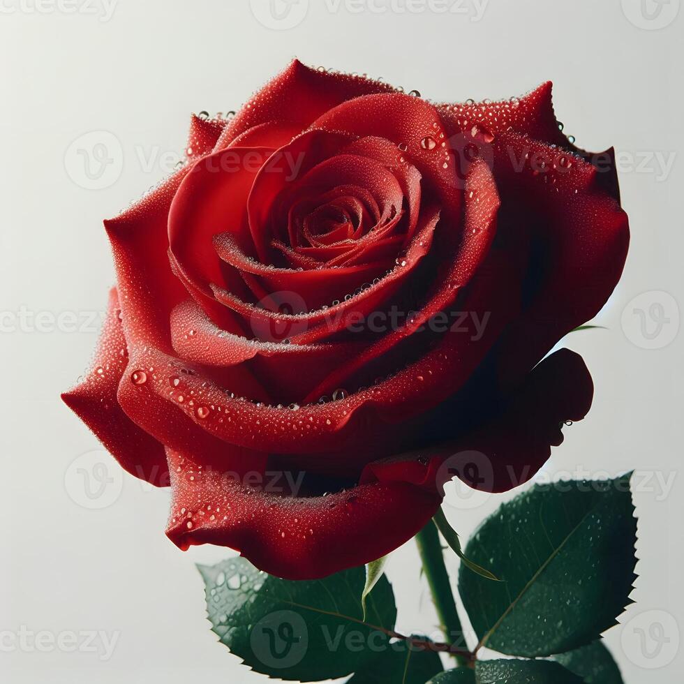 red rose with water drops photo