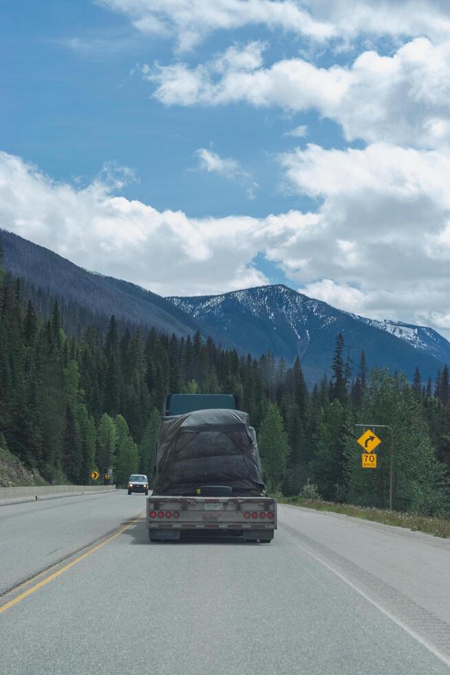 Truck hauling a load photo