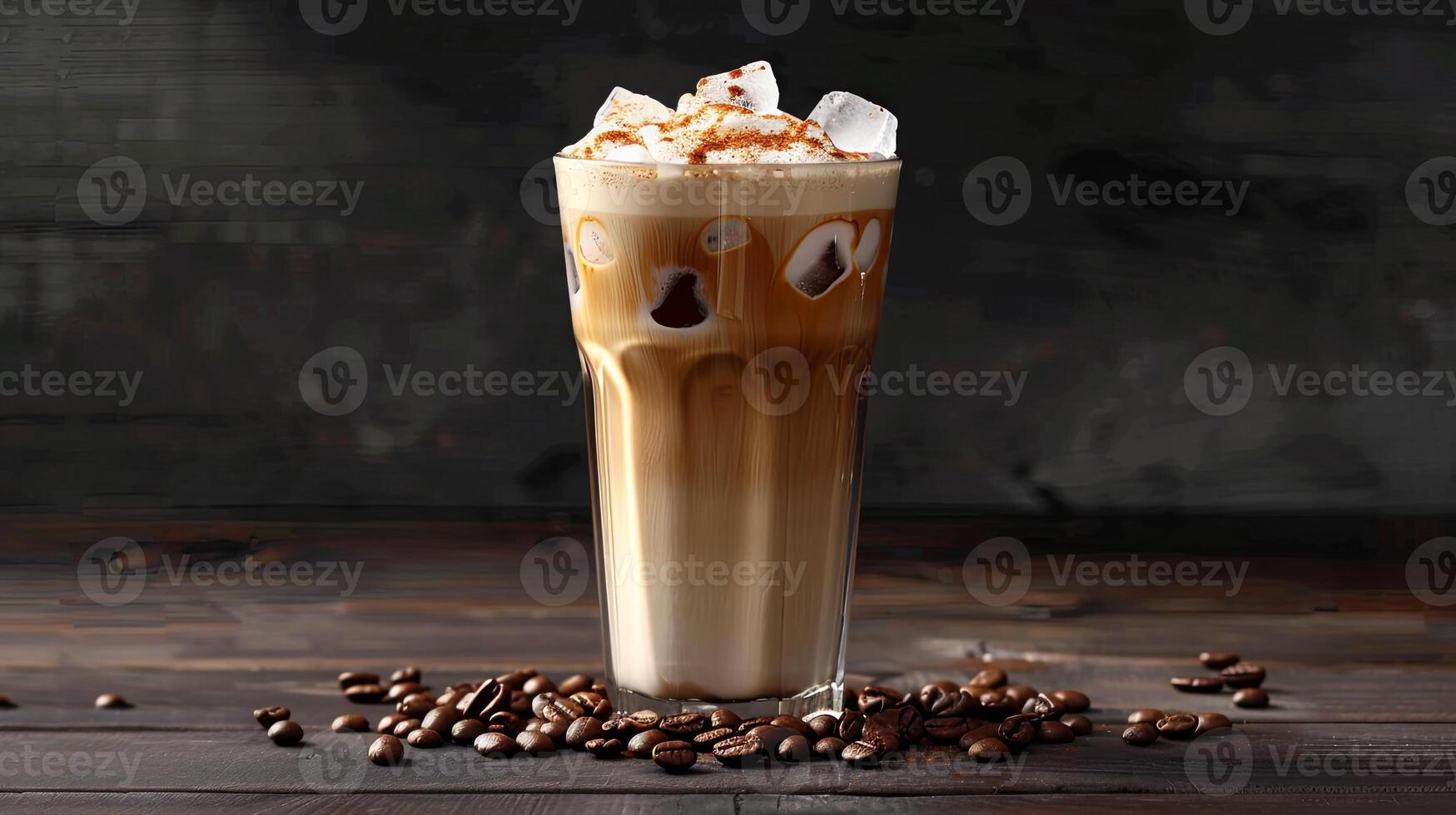 tall glass of cold foam coffee photo