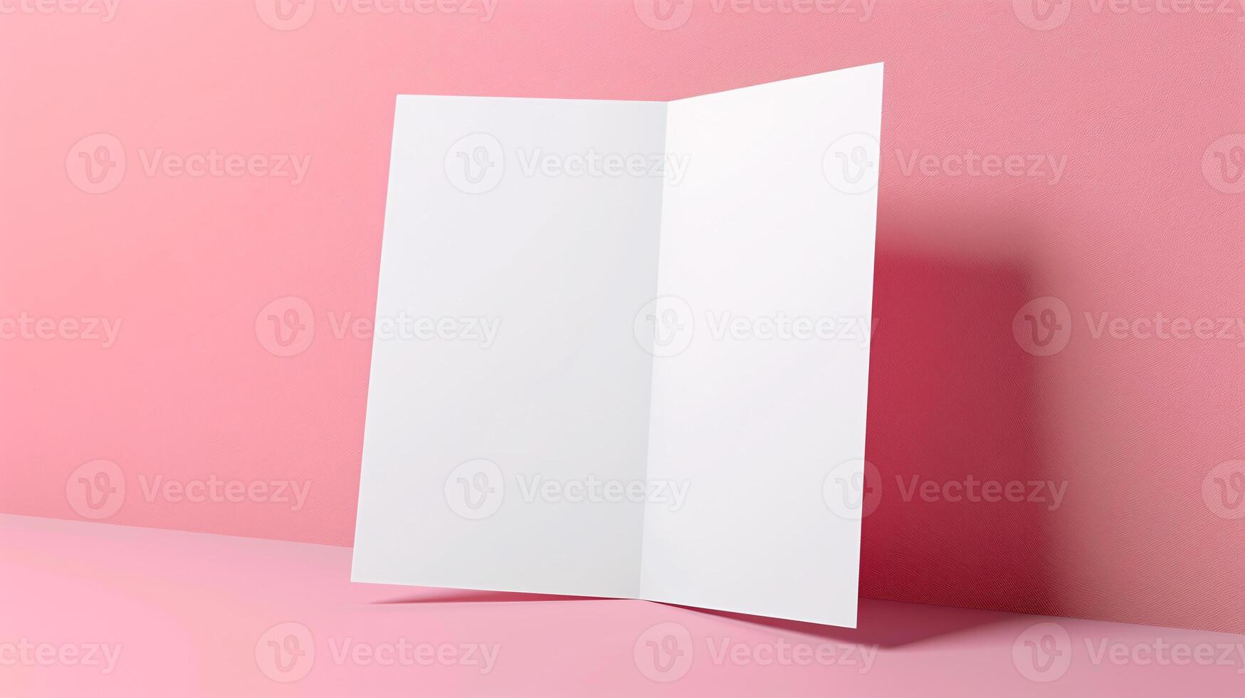 Flier mockup isolated on light pink background for branding, marketing and design placement photo