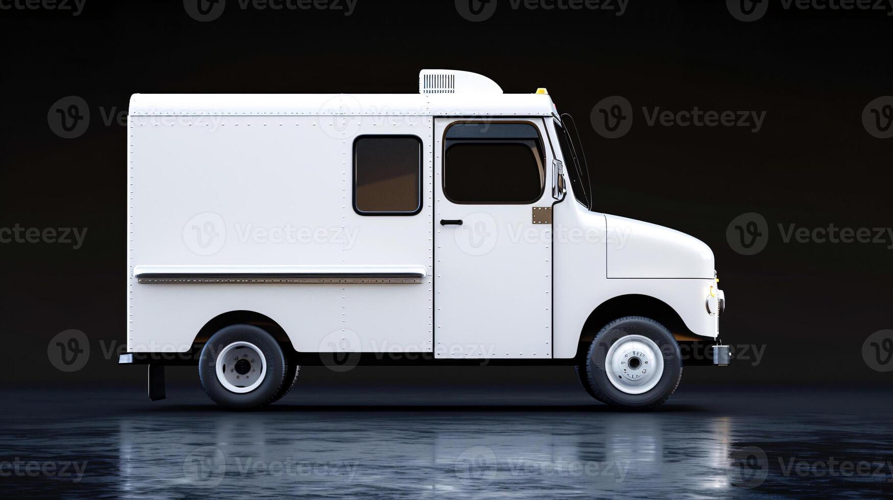 White ice cream truck mockup for branding and marketing photo