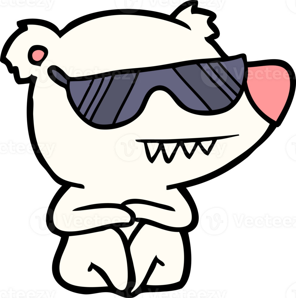 cool polar bear cartoon sitting drawing png