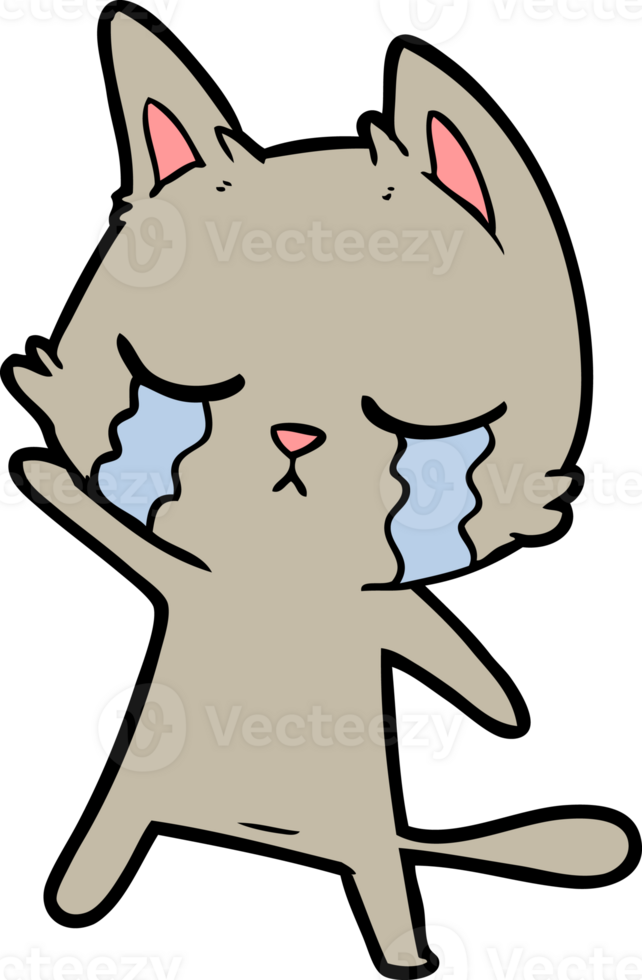 crying cartoon cat drawing png
