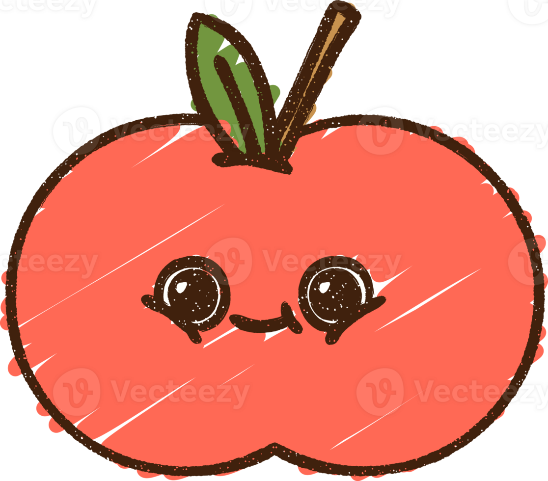 an apple with a cute face and a green leaf png