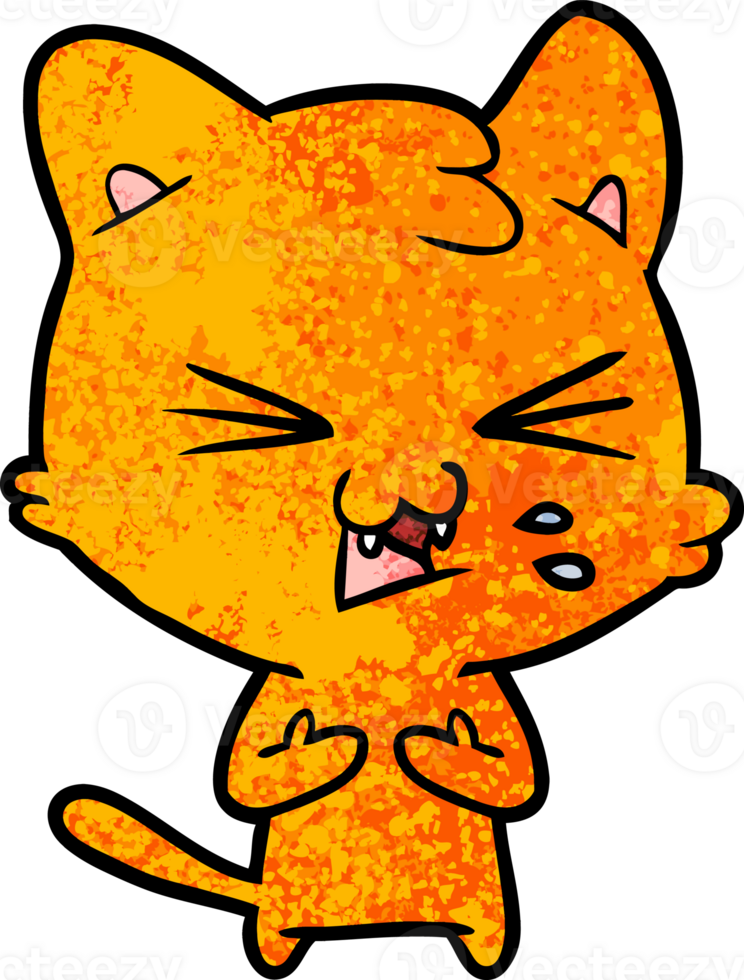 cartoon cat hissing drawing png