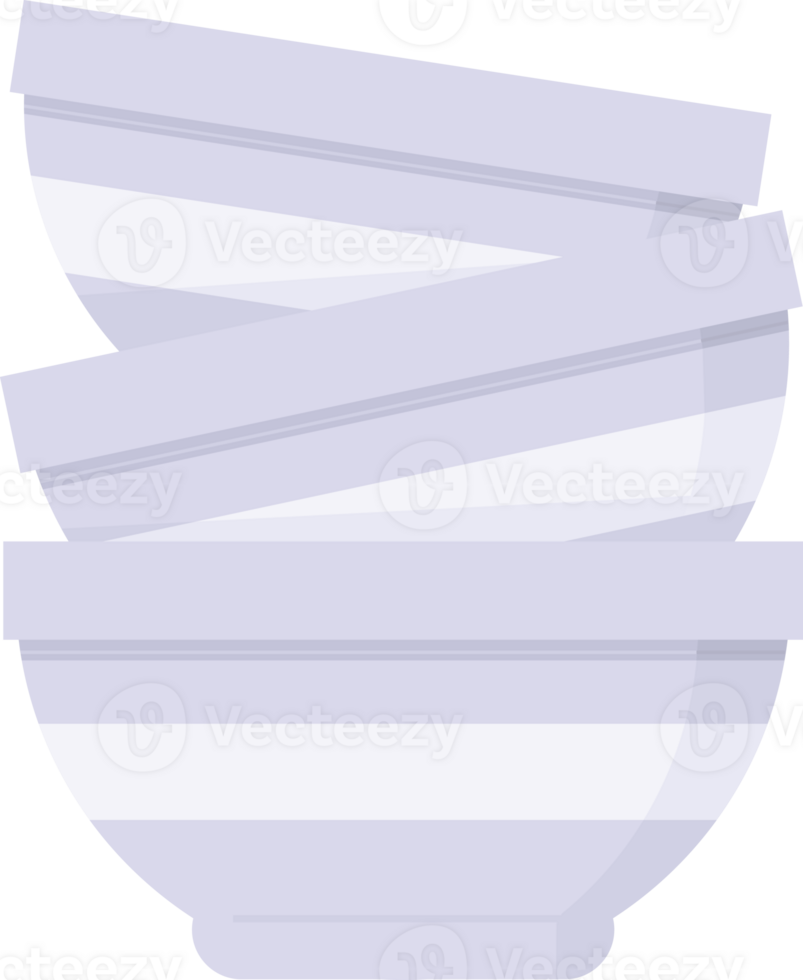 Flat colour illustration of a stack of bowls drawing png