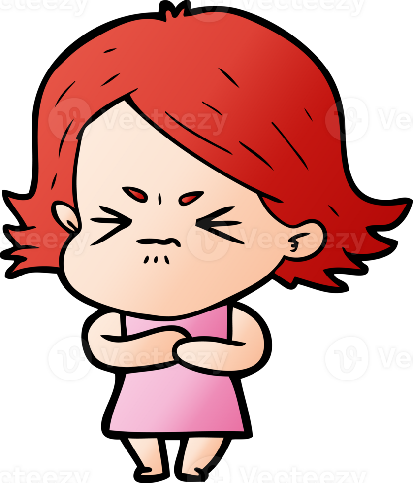 cartoon angry girl drawing png